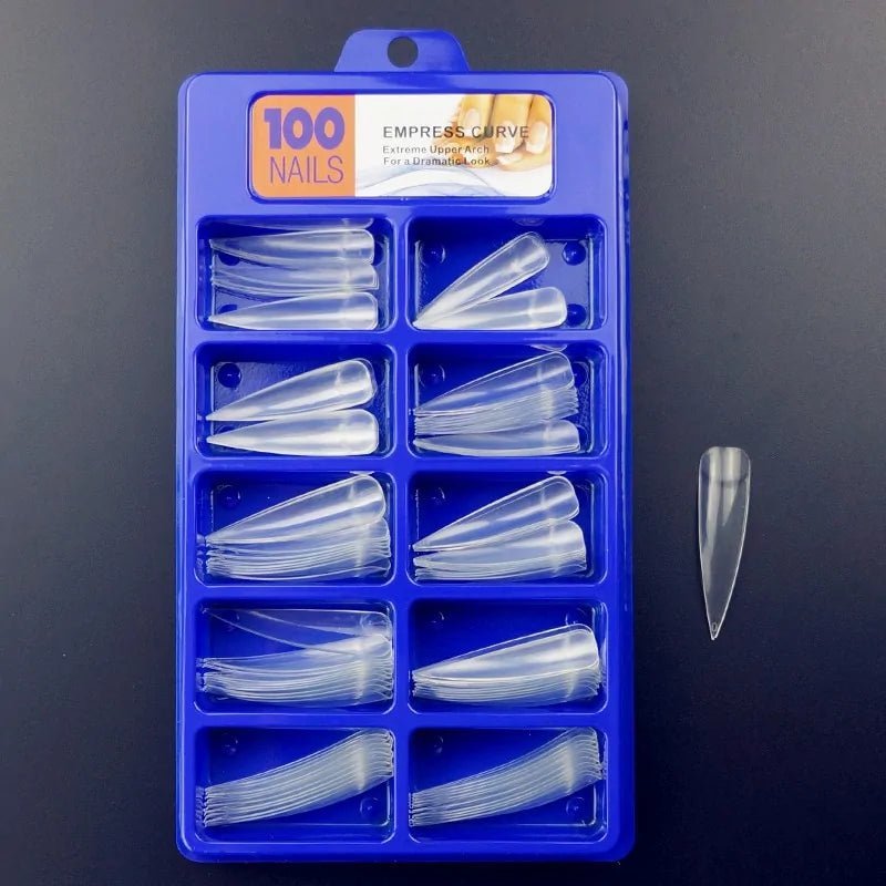 500/100pcs Extra Long C Curve Nail Tips Half Cover French False Nails - Gadget and Glam Shop
