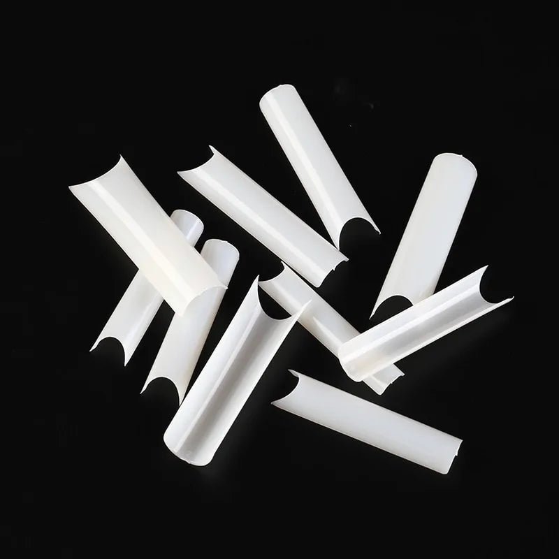 500/100pcs Extra Long C Curve Nail Tips Half Cover French False Nails - Gadget and Glam Shop