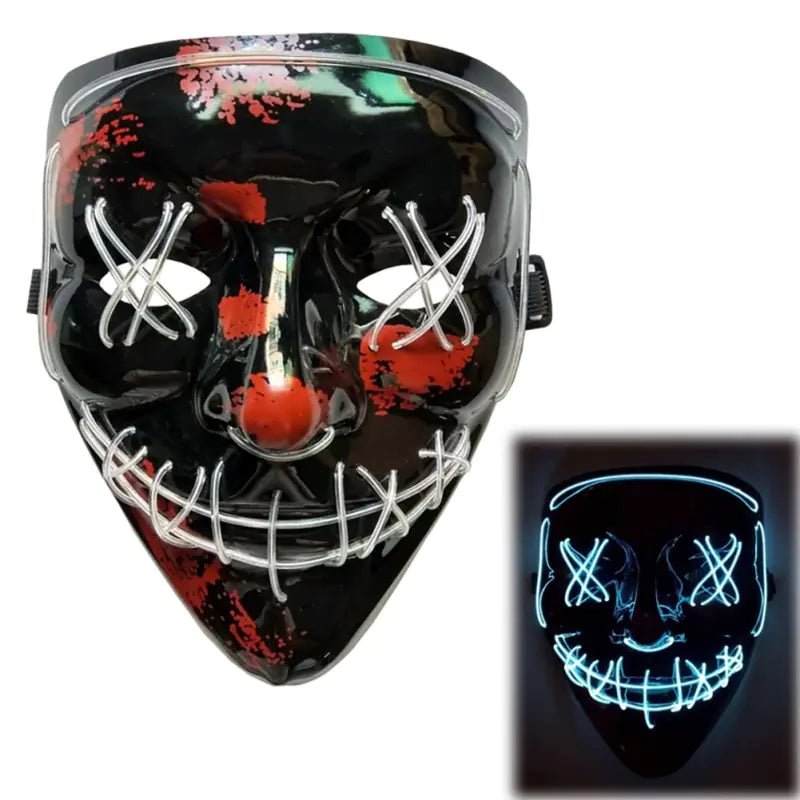 LED Purge Mask: Halloween Costume DJ Party Light Up Glow - in - the - Dark Masks (10 Colors) - Gadget and Glam Shop