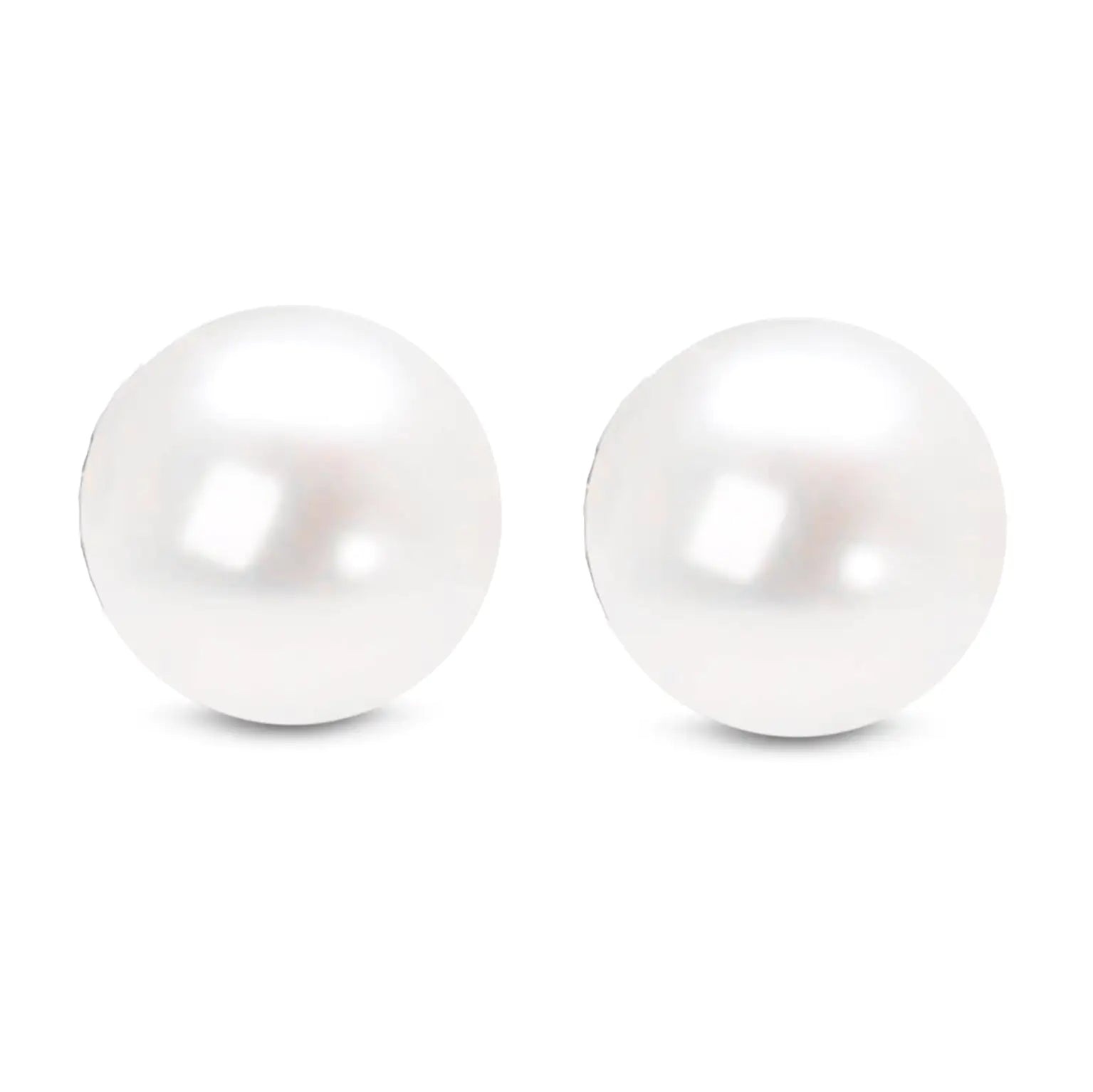 14K Gold Round White Saltwater Akoya Cultured Pearl Stud Earrings AAA+ Quality - Choice of Size - Gadget and Glam Shop