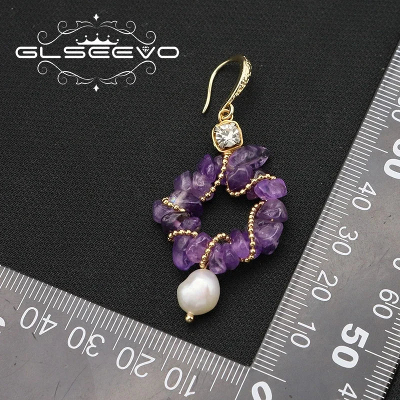 Amethyst Glow: Luxe Elegance with Freshwater Pearls Earrings - Gadget and Glam Shop