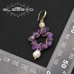 Amethyst Glow: Luxe Elegance with Freshwater Pearls Earrings - Gadget and Glam Shop
