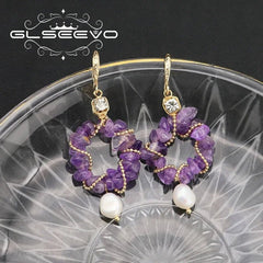 Amethyst Glow: Luxe Elegance with Freshwater Pearls Earrings - Gadget and Glam Shop