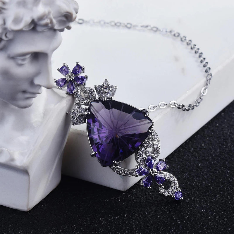 Luxury in Every Angle: Geometric Simulation Amethyst Necklace - Gadget and Glam Shop