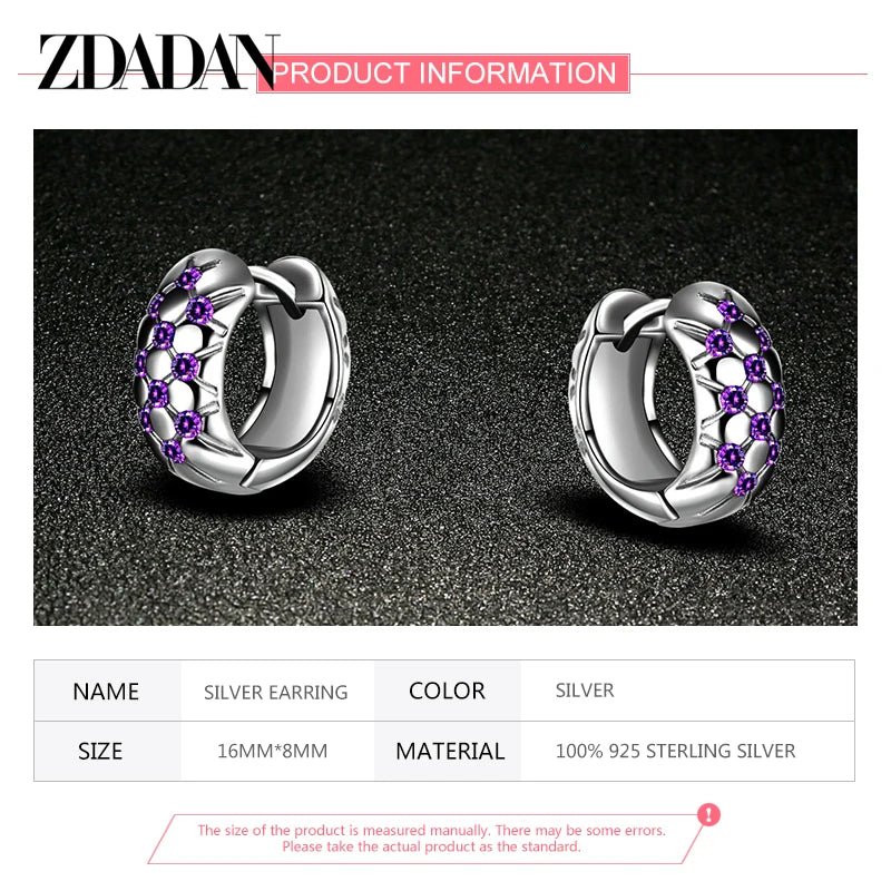 Chic Contrast: 925 Sterling Silver Black Hoop Earrings with Amethyst for Women - Gadget and Glam Shop