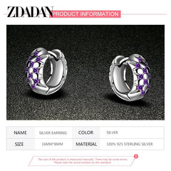 Chic Contrast: 925 Sterling Silver Black Hoop Earrings with Amethyst for Women - Gadget and Glam Shop