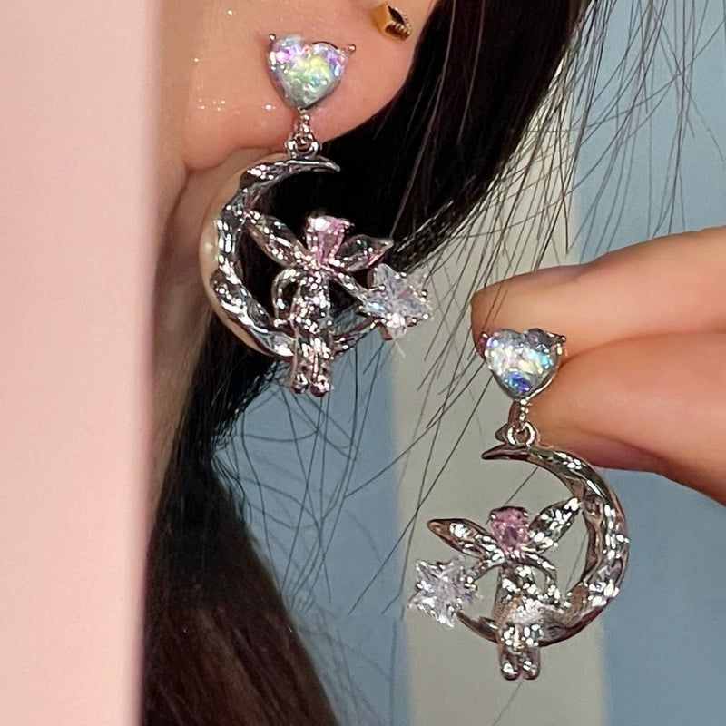 Angel Heart Star Crystal Drop Earrings - Gadget and Glam Shop