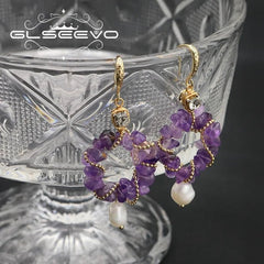 Amethyst Glow: Luxe Elegance with Freshwater Pearls Earrings - Gadget and Glam Shop
