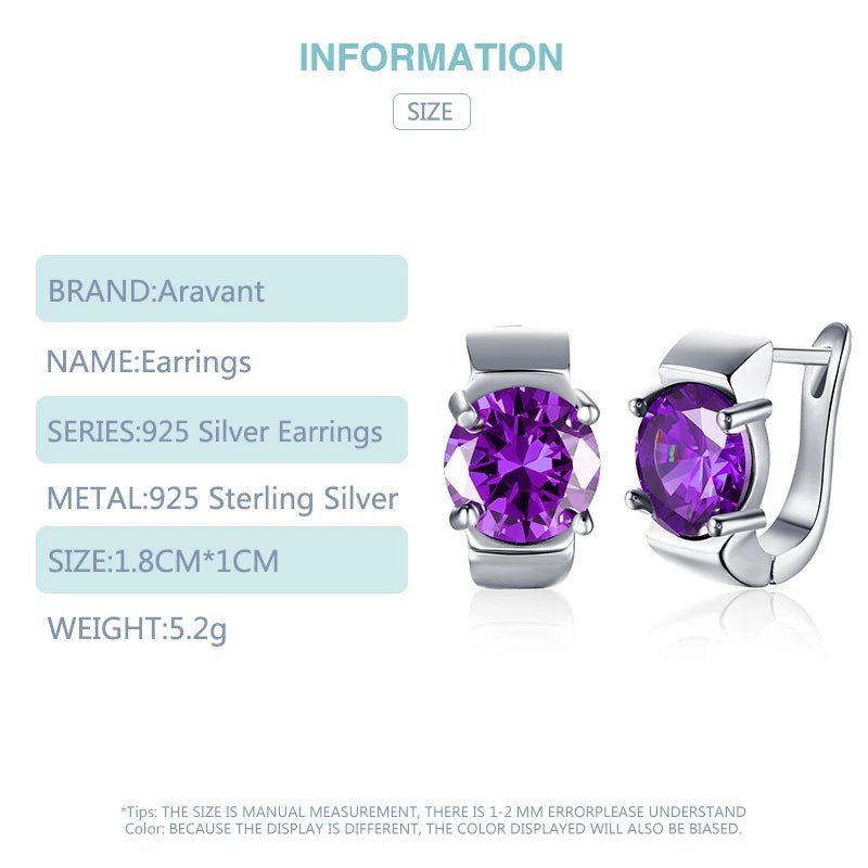 925 Silver Amethyst Hoop Earrings For Women - Gadget and Glam Shop