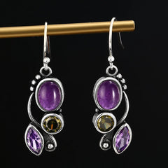 Graceful Drops: S925 Sterling Silver Amethyst Earrings, Fine Jewelry for Women - Gadget and Glam Shop