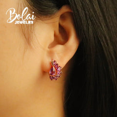 African Bloom: 3.8ct Natural Amethyst Gemstone Flower Earrings, Deep Purple Hue, 925 Sterling Silver - Gadget and Glam Shop