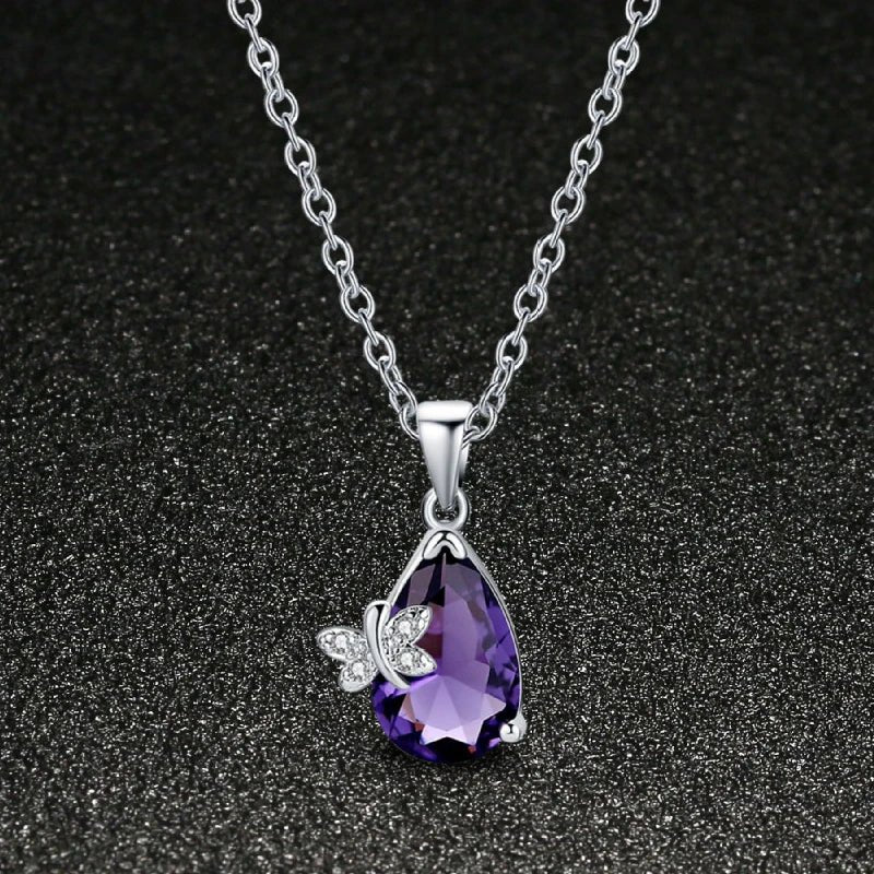 Charming Water Drop Set: 925 Silver Amethyst Earrings, Necklace, and Pendant - Gadget and Glam Shop