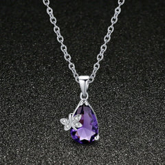 Charming Water Drop Set: 925 Silver Amethyst Earrings, Necklace, and Pendant - Gadget and Glam Shop