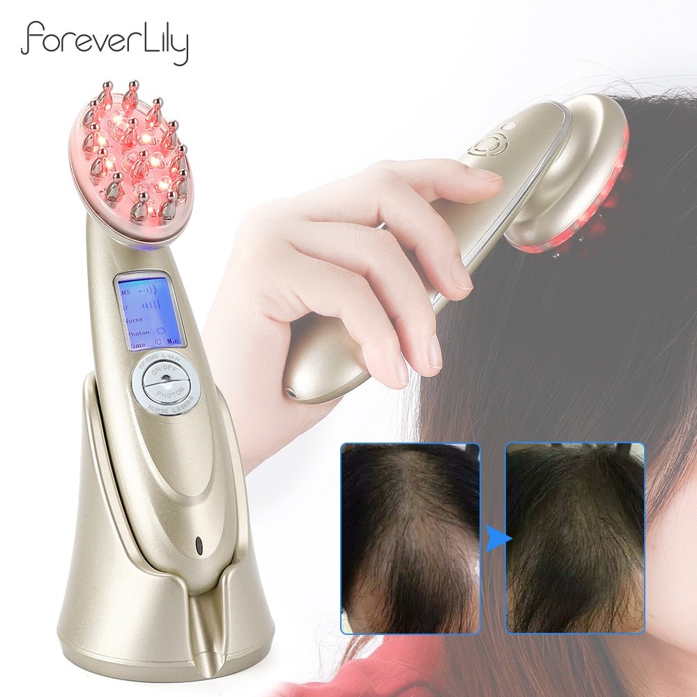 Electric Laser Hair Growth Comb Infrared EMS RF Vibration Massager Microcurrent Hair Care Hair Loss Treatment Hair Regrowth - Gadget and Glam Shop
