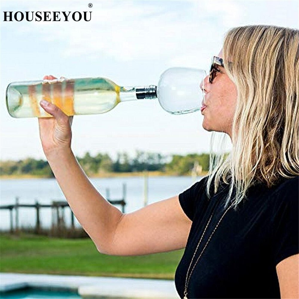 HOUSEEYOU Creative Red Wine Champagne Glass Cup with Silicone Seal Drink Directly from Bottle Crystal Glasses Cocktail Mug 260ML - Gadget and Glam Shop