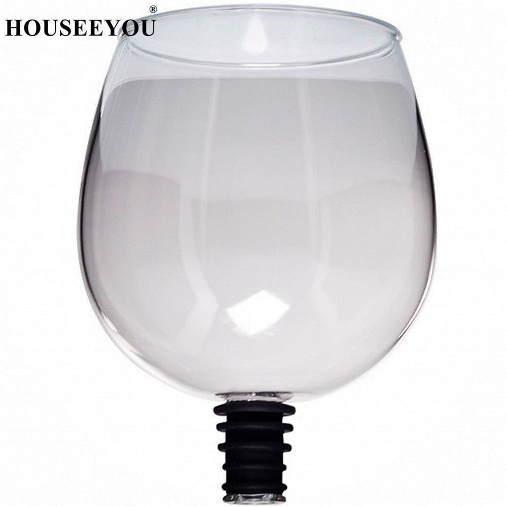 HOUSEEYOU Creative Red Wine Champagne Glass Cup with Silicone Seal Drink Directly from Bottle Crystal Glasses Cocktail Mug 260ML - Gadget and Glam Shop