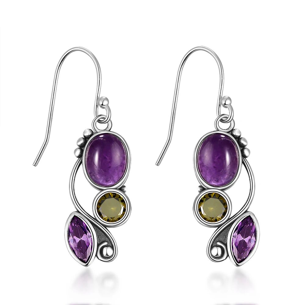 Graceful Drops: S925 Sterling Silver Amethyst Earrings, Fine Jewelry for Women - Gadget and Glam Shop