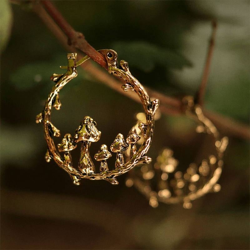 Ancient Gold Mushroom Earrings - Gadget and Glam Shop