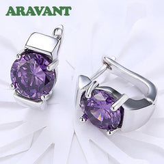 925 Silver Amethyst Hoop Earrings For Women - Gadget and Glam Shop