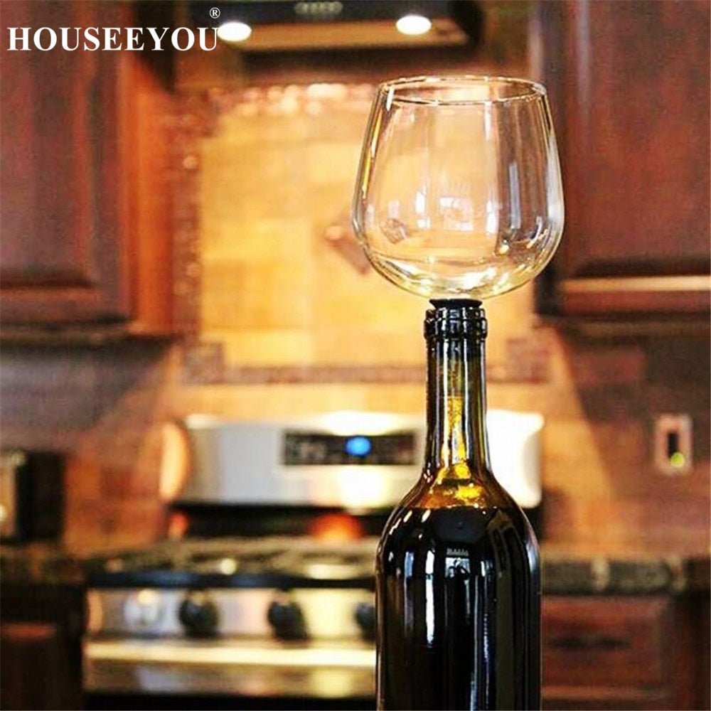 HOUSEEYOU Creative Red Wine Champagne Glass Cup with Silicone Seal Drink Directly from Bottle Crystal Glasses Cocktail Mug 260ML - Gadget and Glam Shop