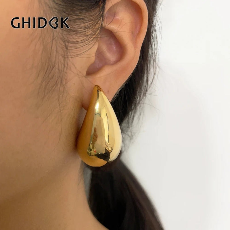 Celestial Glow: 18K Gold - Plated, Oversized Teardrop Aura Earrings - The Kylie Essence Collection - Gadget and Glam Shop