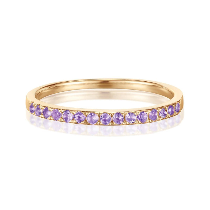 Timeless Charm: February Birthstone Ring with Natural Amethyst Gemstone, 14k Solid Gold Eternity Design - Gadget and Glam Shop