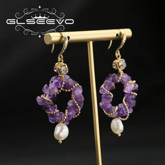Amethyst Glow: Luxe Elegance with Freshwater Pearls Earrings - Gadget and Glam Shop