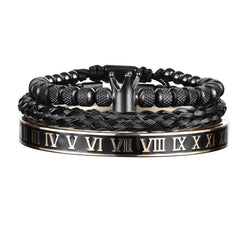 Luxury Enamel Roman  Bracelet Royal Crown Charm Men Stainless Steel Geometry Pulseiras Open Adjustable Bracelets Couple Jewelry