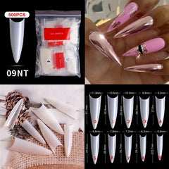 500pcs Natural Clear False Acrylic Nail Tips - Full/Half Cover Tips