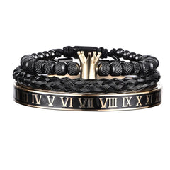 Luxury Enamel Roman  Bracelet Royal Crown Charm Men Stainless Steel Geometry Pulseiras Open Adjustable Bracelets Couple Jewelry