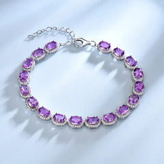 Luxury Radiance: 13.5ct Natural Amethyst Women's Bracelet in Real 925 Sterling Silver