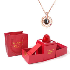 Rose and Projection Necklace With Gift Box