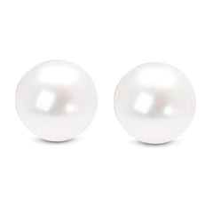 14K Gold Round White Saltwater Akoya Cultured Pearl Stud Earrings AAA+ Quality - Choice of Size