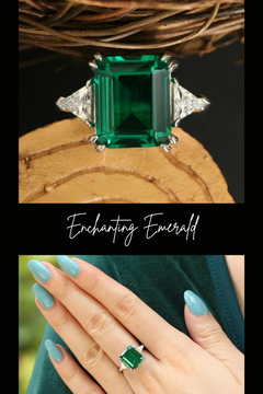 Enchanting Emerald: Genuine 925 Sterling Silver Trilogy Ring