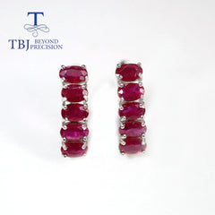 TBJ Natural Africa Ruby Clasp Earrings: Oval Cut 3x5mm, 3ct Gemstones, 925 Sterling Silver