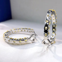 Sparkling Beauty: OEVAS 925 Sterling Silver 4mm Yellow High Carbon Diamond Women's Earrings