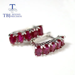 TBJ Natural Africa Ruby Clasp Earrings: Oval Cut 3x5mm, 3ct Gemstones, 925 Sterling Silver