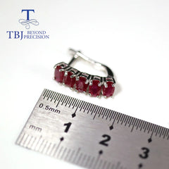 TBJ Natural Africa Ruby Clasp Earrings: Oval Cut 3x5mm, 3ct Gemstones, 925 Sterling Silver