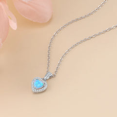 Luxury Jewelry Sets for Women 925 Sterling Silver Blue Heart Opal Necklaces Rings Bracelet Cubic Zircon Bridal Wedding Jewelry