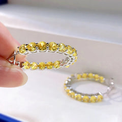 Sparkling Beauty: OEVAS 925 Sterling Silver 4mm Yellow High Carbon Diamond Women's Earrings