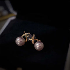 18K Gold Earrings Jewelry,Real Akoay Pearl Stud Earrings For Women Au750 Yellow Gold Earrings Fine Gift