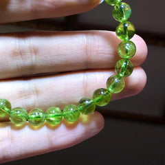 Stylish Natural Green Peridot Olivine Round Bead Bracelet for Women – Stretch Healing Crystal Fashion Jewelry