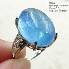 Brazilian Beauty: Natural Blue Aquamarine Oval Beads Ring in 925 Sterling Silver