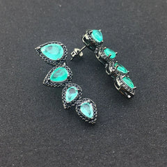 FFGems New Created Emerald Earrings Synthetic Gemstone Fine Jewelry For Women Lady Engagement Wedding Party Gift With Box