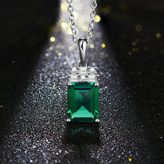 Chic Elegance: 2.0CT VVS1 Octagon Emerald Pendant Necklace in 925 Sterling Silver with Chain