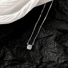 Simple Shiny Diamond CZ Pendants on 925 Sterling Silver AAA Zircon Choker Necklaces