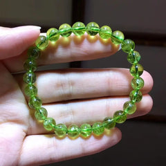 Stylish Natural Green Peridot Olivine Round Bead Bracelet for Women – Stretch Healing Crystal Fashion Jewelry