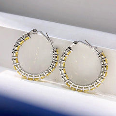 Sparkling Beauty: OEVAS 925 Sterling Silver 4mm Yellow High Carbon Diamond Women's Earrings