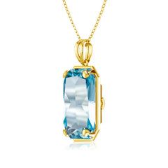 Aquamarine Birthstone Beauty: 14K Gold Real Pendant for Women,  925 Sterling Silver Necklace