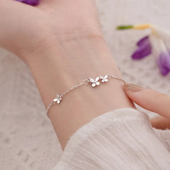 925 Sterling Silver Butterfly Bracelet with Diamond Accents